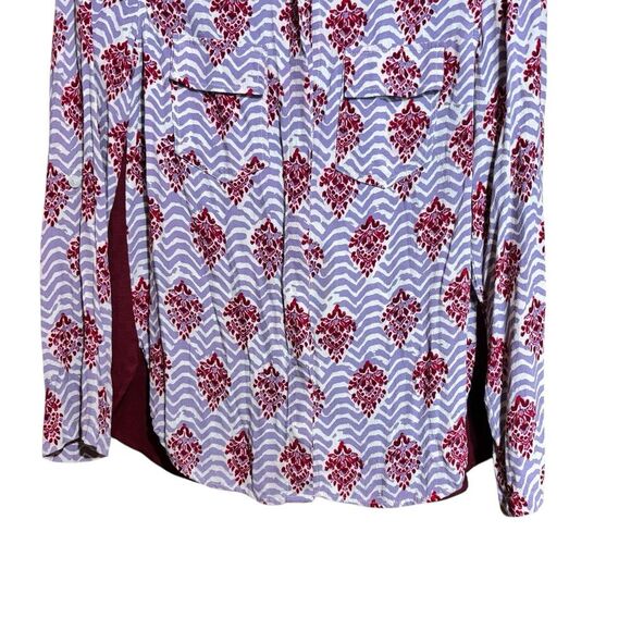 Porridge Anthropologie Top Small Multicolor Mixed Media Boho Medallion Button Up - Picture 5 of 10